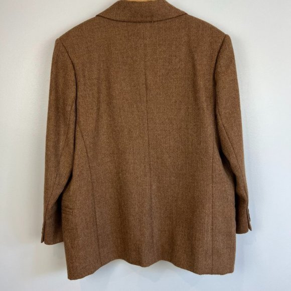 Vintage Pierre Cardin Pure Virgin Wool Herringbone dark Camel Brown Suit Jacket - Picture 4 of 15